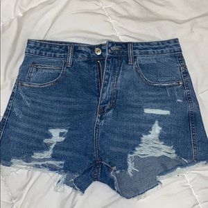 High rise ripped jean shorts